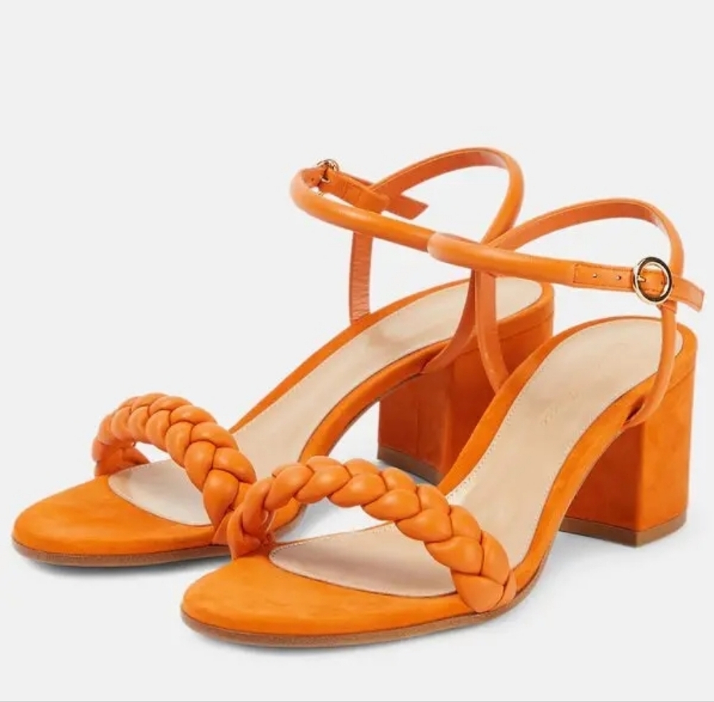 GIANVITO ROSSI Cruz braided leather and suede sandals 40.5